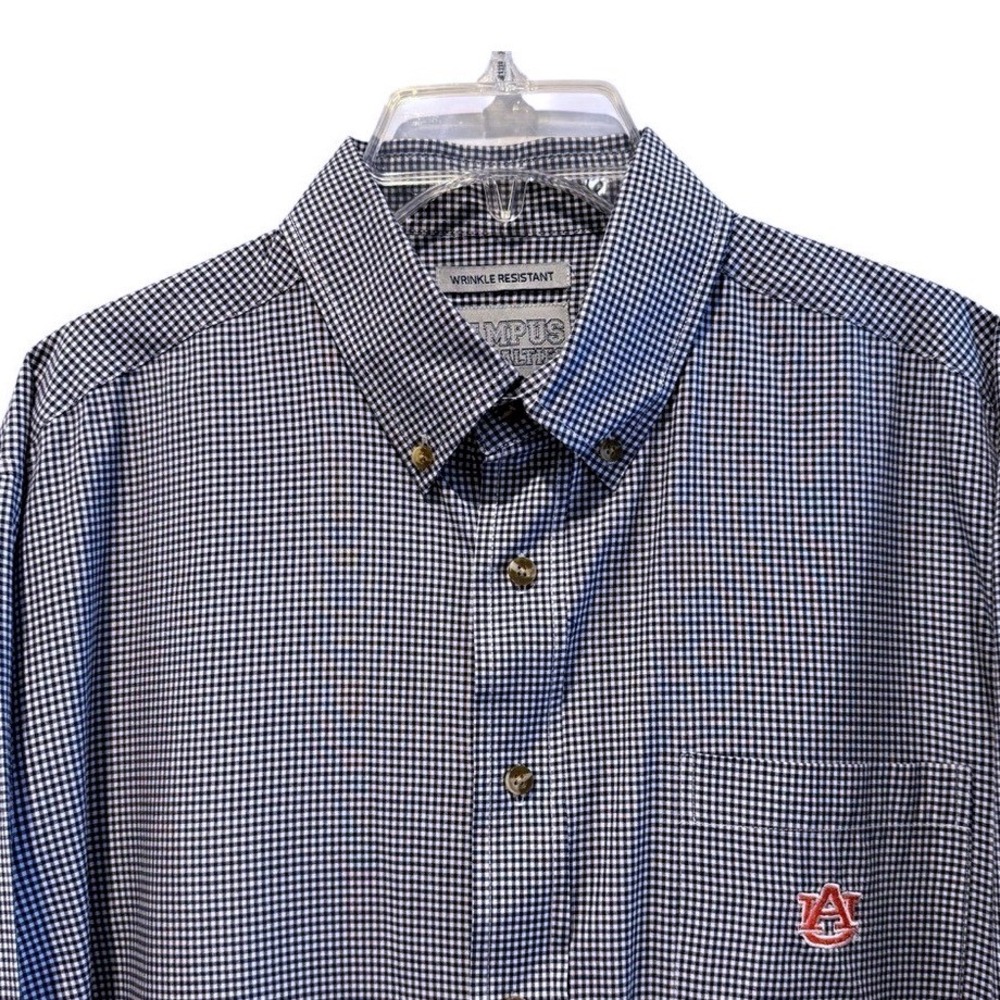 Campus Specialties Auburn University Gingham Button Down Shirt Blue Mens L